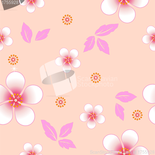 Image of Seamless floral background. Repeat many times.