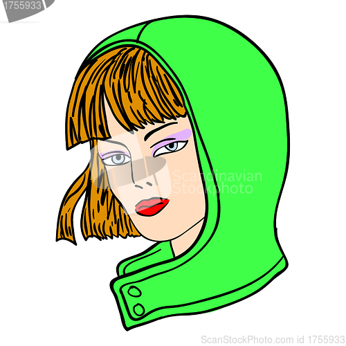 Image of Hand-drawn fashion model. Vector illustration. Woman's face