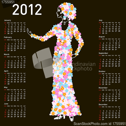 Image of 2012 calendar with woman spring