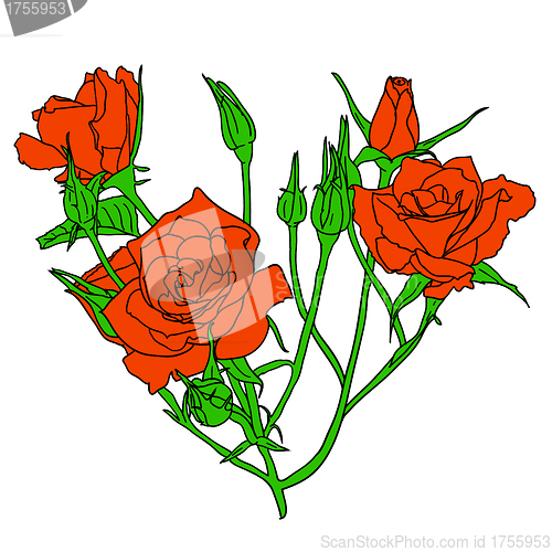 Image of floral design element and hand-drawn , vector illustration