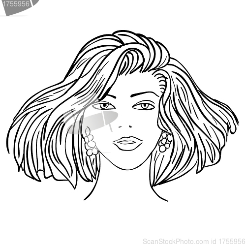 Image of Hand-drawn fashion model. Vector illustration. Woman's face