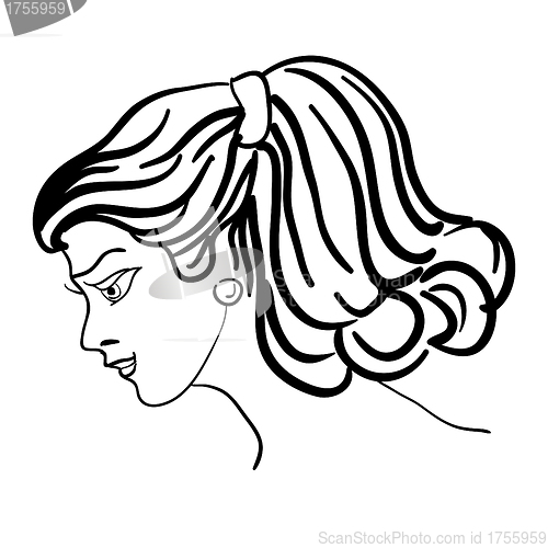 Image of Hand-drawn fashion model. Vector illustration. Woman's face