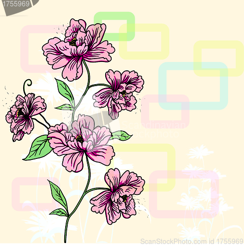 Image of eps10 hand drawn background with a fantasy flower