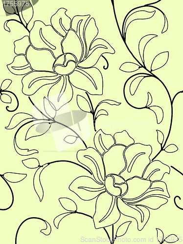 Image of Seamless wallpaper  a seam with flower and leaves 