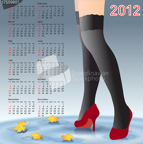 Image of 2012 Calendar female legs in stockings