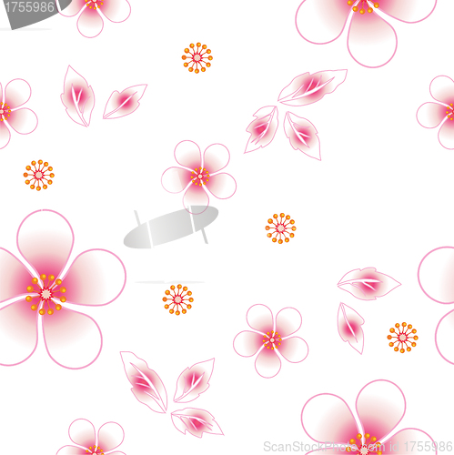 Image of Seamless floral background. Repeat many times. 
