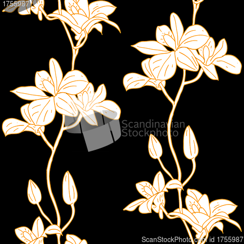 Image of Vector seamless background with orchids