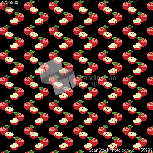 Image of Seamless pattern with apples on the black background.(can be rep