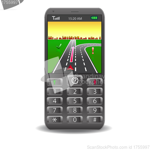 Image of Vector mobile phones,with Global Positioning System street Map