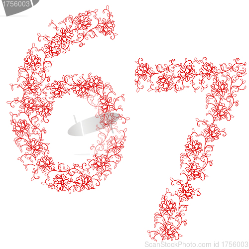 Image of Hand drawing ornamental alphabet. Letter 67
