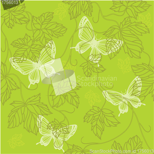 Image of EPS 10 Seamless Wallpaper with floral ornament with leafs and bu