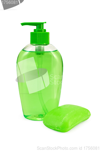 Image of Soap green liquid and solid