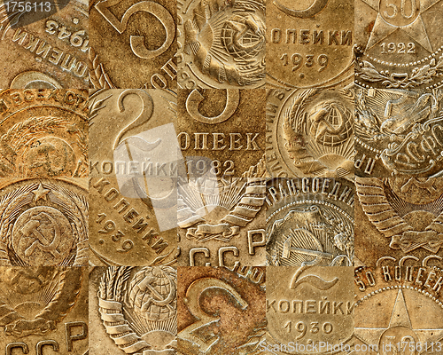 Image of Old Soviet coins collage