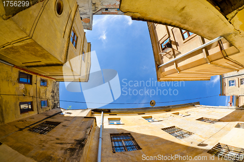 Image of Urban neighborhoods photographed with fisheye