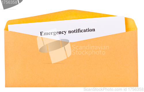 Image of emergency notification