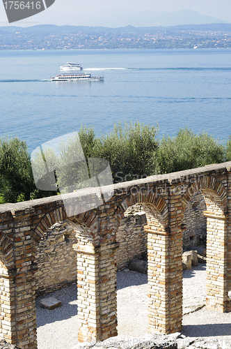 Image of Roman ruins on Garda Lake in Sirmione, Italy