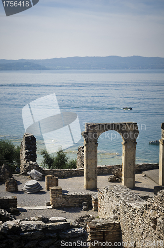 Image of Roman ruins on Garda Lake in Sirmione, Italy