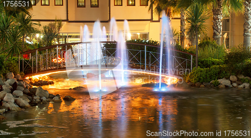Image of night fountains in luxury five stars hotel