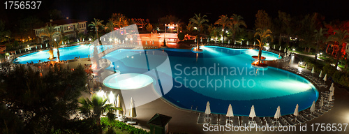 Image of panorama of pool at night