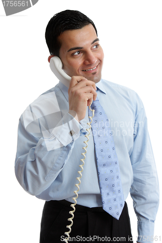 Image of Happy Businessman looking up