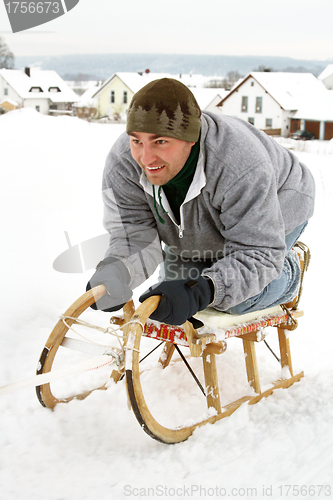 Image of Sledding at winter time  