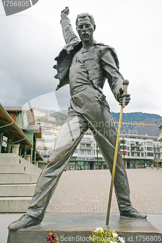 Image of MONTREUX, SWITZERLAND APRIL 23, 2012: Freddy Mercury Statue in M