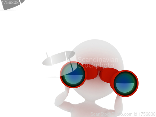 Image of Man looking through binoculars. 3d rendered illustration. 