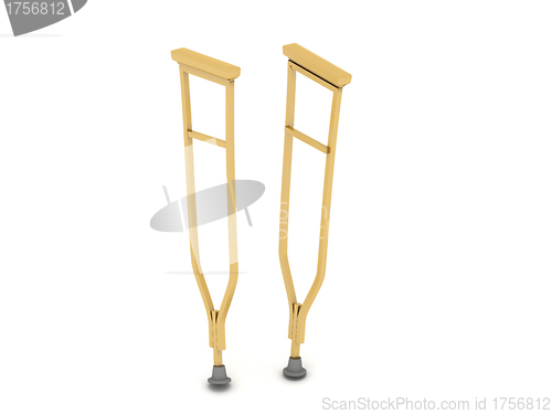 Image of pair of crutches orthopedic equipment isolated on white backgrou