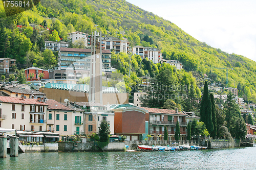 Image of The view of Lugano and Lugano lake. 
