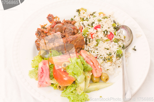 Image of Roast lamb with rice and salad