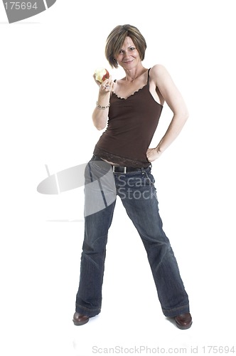 Image of woman eating an apple