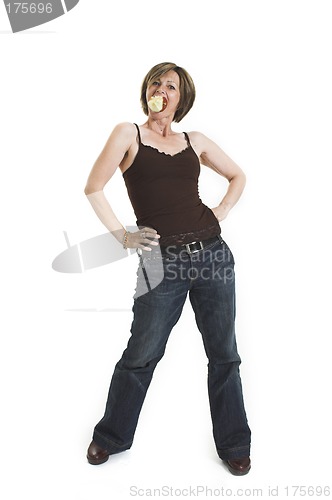 Image of woman eating an apple