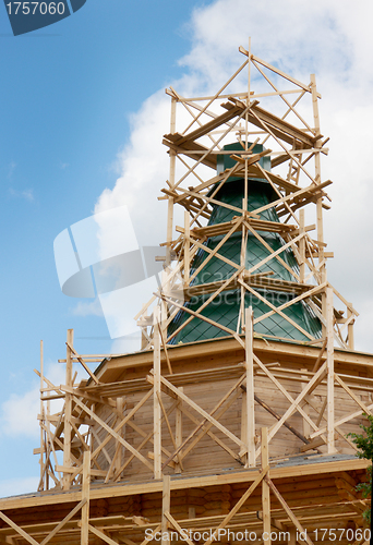 Image of Erection of the tent a wooden church