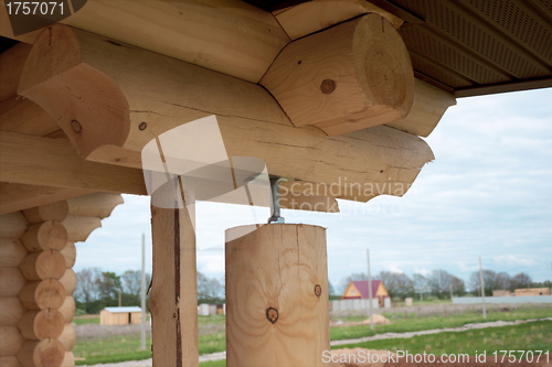 Image of Fragment of buildings made â€‹â€‹of round logs