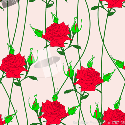 Image of Seamless  background with flower roses. 