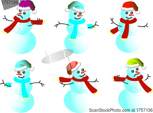 Image of Cartoon snowman Caps for Santy - vector