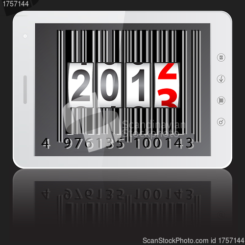 Image of White tablet PC computer with 2013 New Year counter