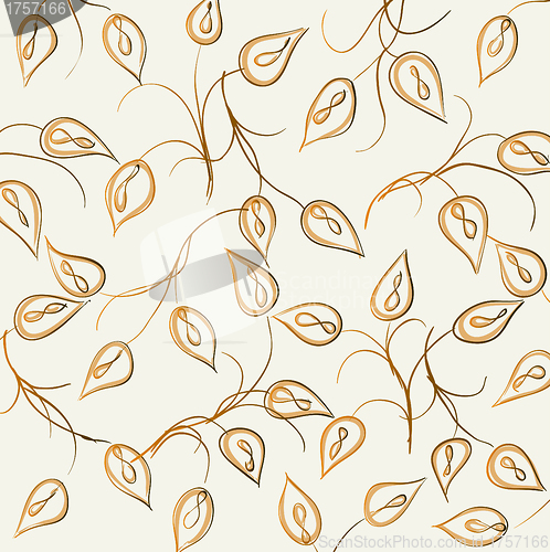 Image of Wall-paper with curling leaves of a plant