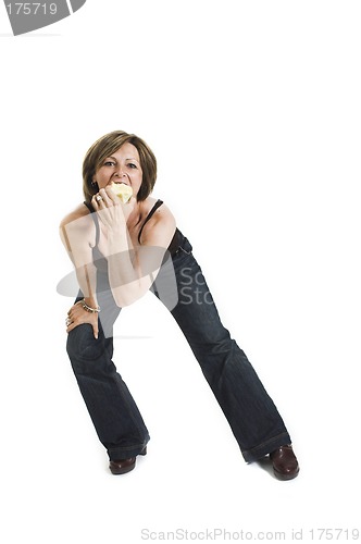 Image of woman eating an apple