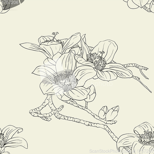 Image of Seamless wallpaper with orchid flowers