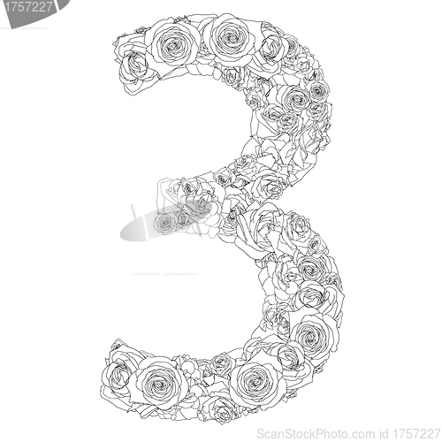 Image of Flower alphabet of red roses, characters 3