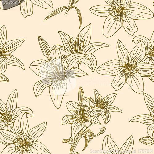 Image of Seamless wallpaper with beautiful flowers