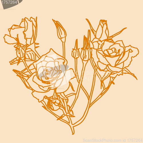 Image of floral design element and hand-drawn , vector illustration