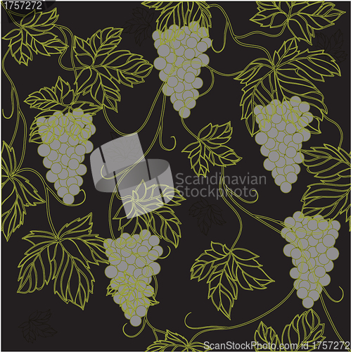 Image of Seamless Wallpaper with floral ornament with leafs and grapes 
