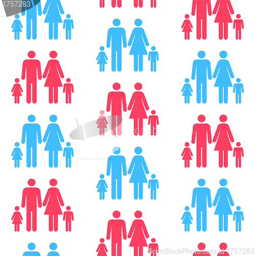 Image of Seamless pattern with silhouettes of the person of different col