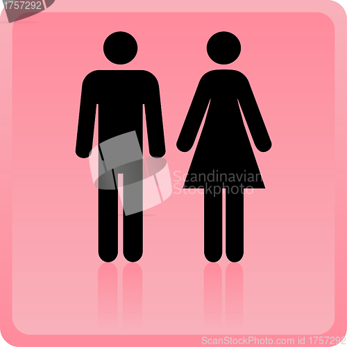 Image of Vector Man & Woman icon over pink background