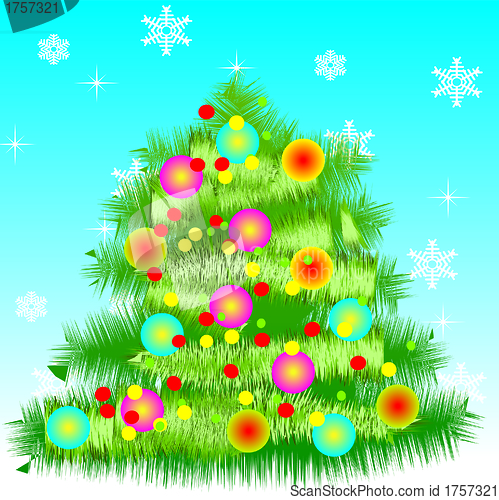 Image of New Year's card with a fur-tree - vector