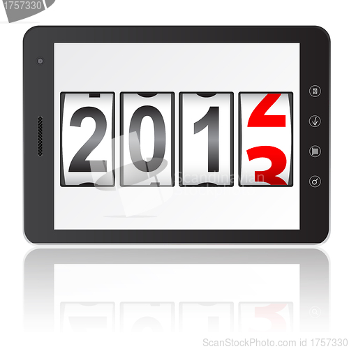 Image of Tablet PC computer with 2013 New Year counter
