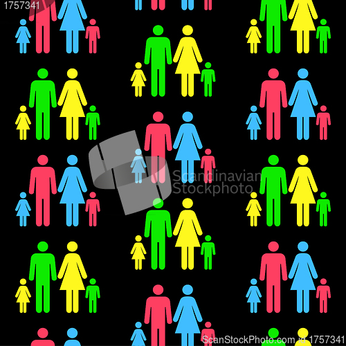 Image of Seamless pattern with silhouettes of the person of different col