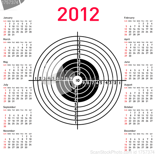 Image of calendar with target for shooting practice at a shooting range w